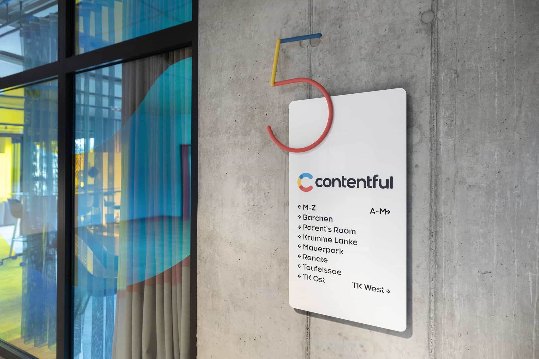 Sentiform Office Branding Agency Workplace Branding Agency Wayfinding Agency Contentful Berlin Environmental Graphic Design Spatial Branding Signage