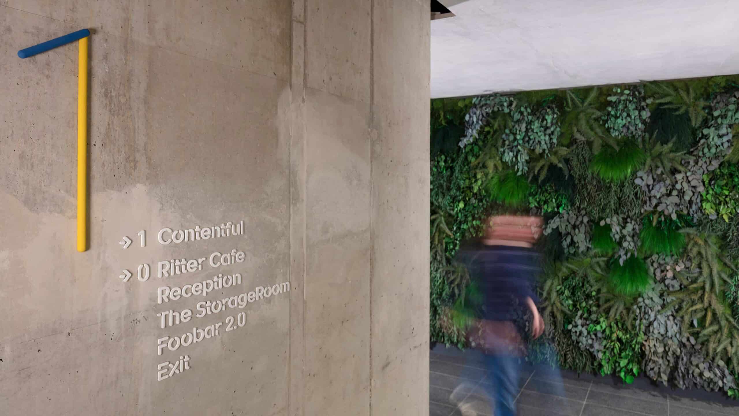 Sentiform Office Branding Agency Workplace Branding Agency Wayfinding Agency Contentful Berlin Environmental Graphic Design Spatial Branding Signage