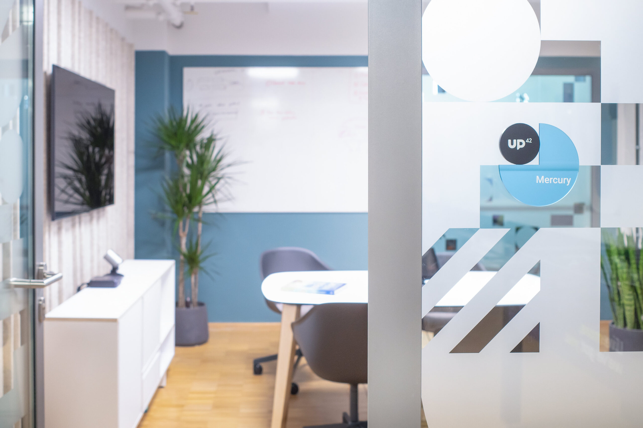Sentiform Office Branding Agency Workplace Branding Agency Wayfinding Agency UP42 Berlin Environmental Graphic Design Spatial Branding Signage Office Mural