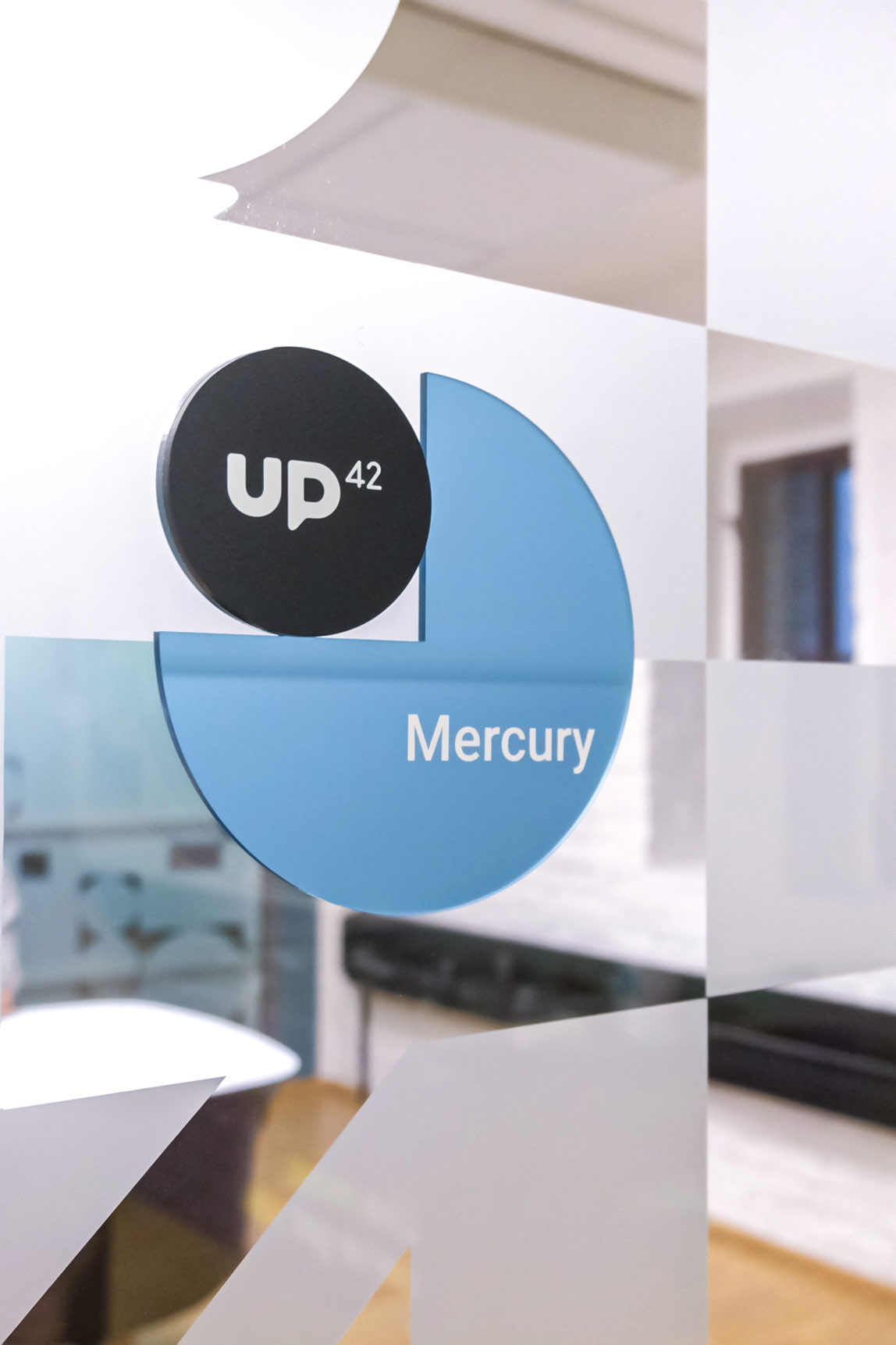 Sentiform Office Branding Agency Workplace Branding Agency Wayfinding Agency UP42 Berlin Environmental Graphic Design Spatial Branding Signage Office Mural