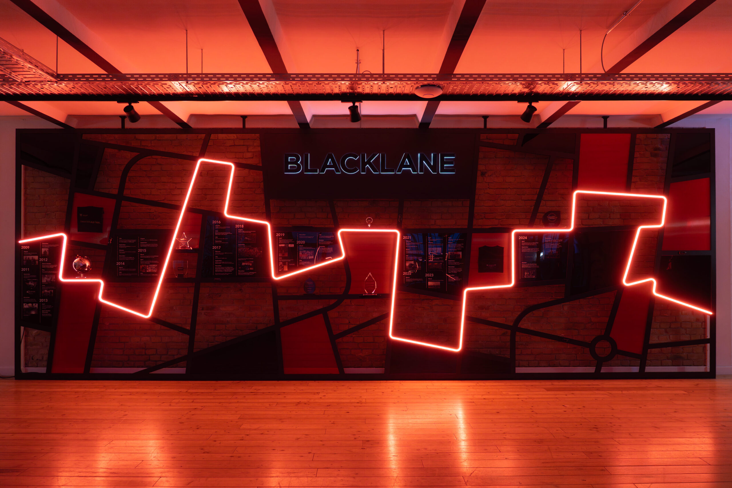 Sentiform Blacklane Company Timeline Design Heritage Wall Design Office Branding Workplace Branding Agency