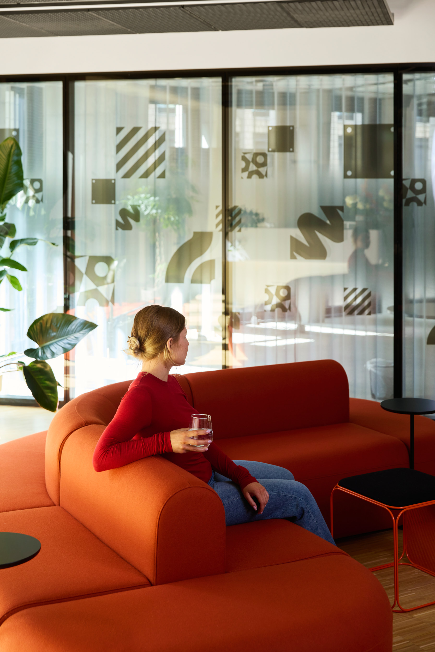 Detail on the AUTODOC workplace experience wayfinding and spatial branding