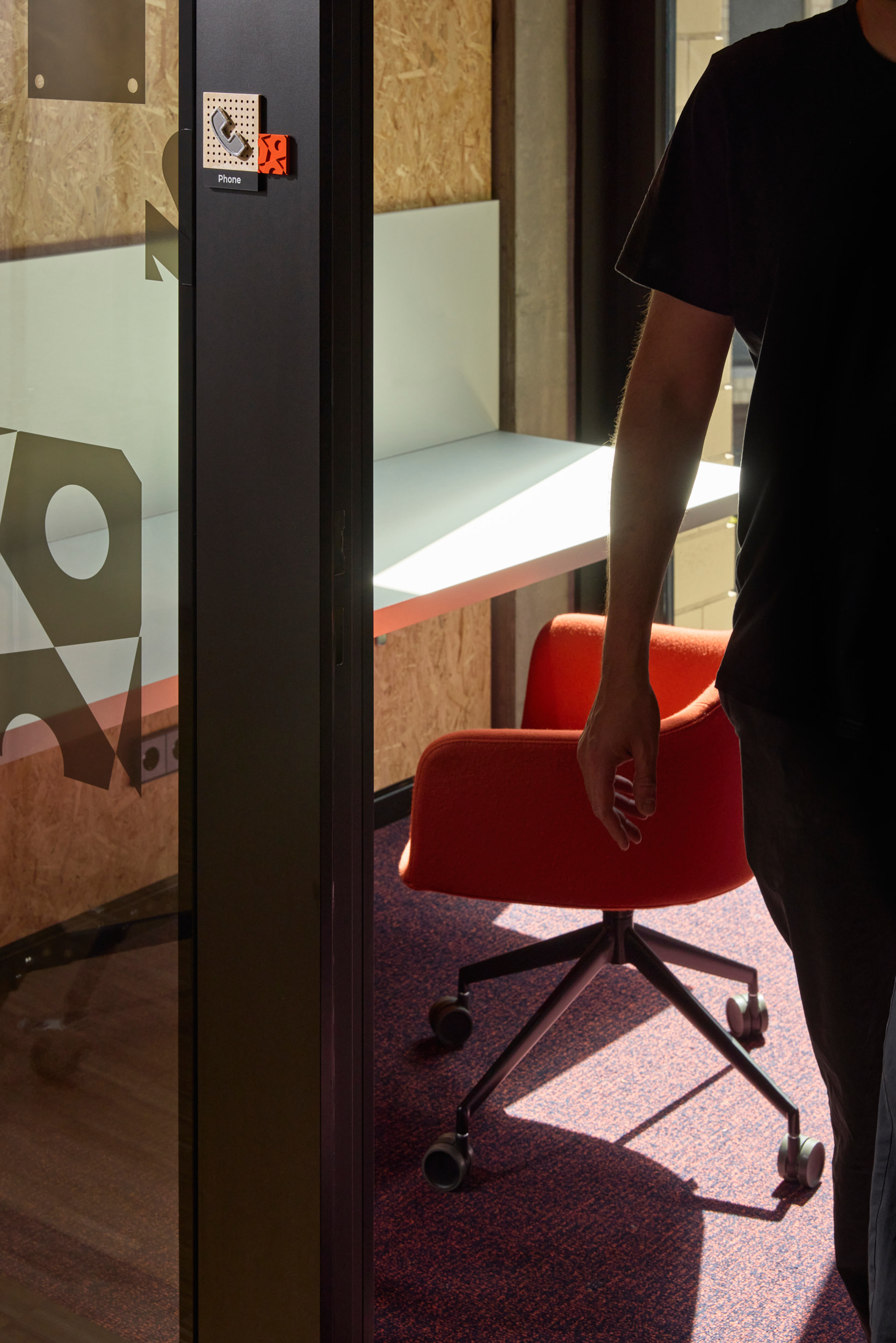 Workplace area with glass graphics decal